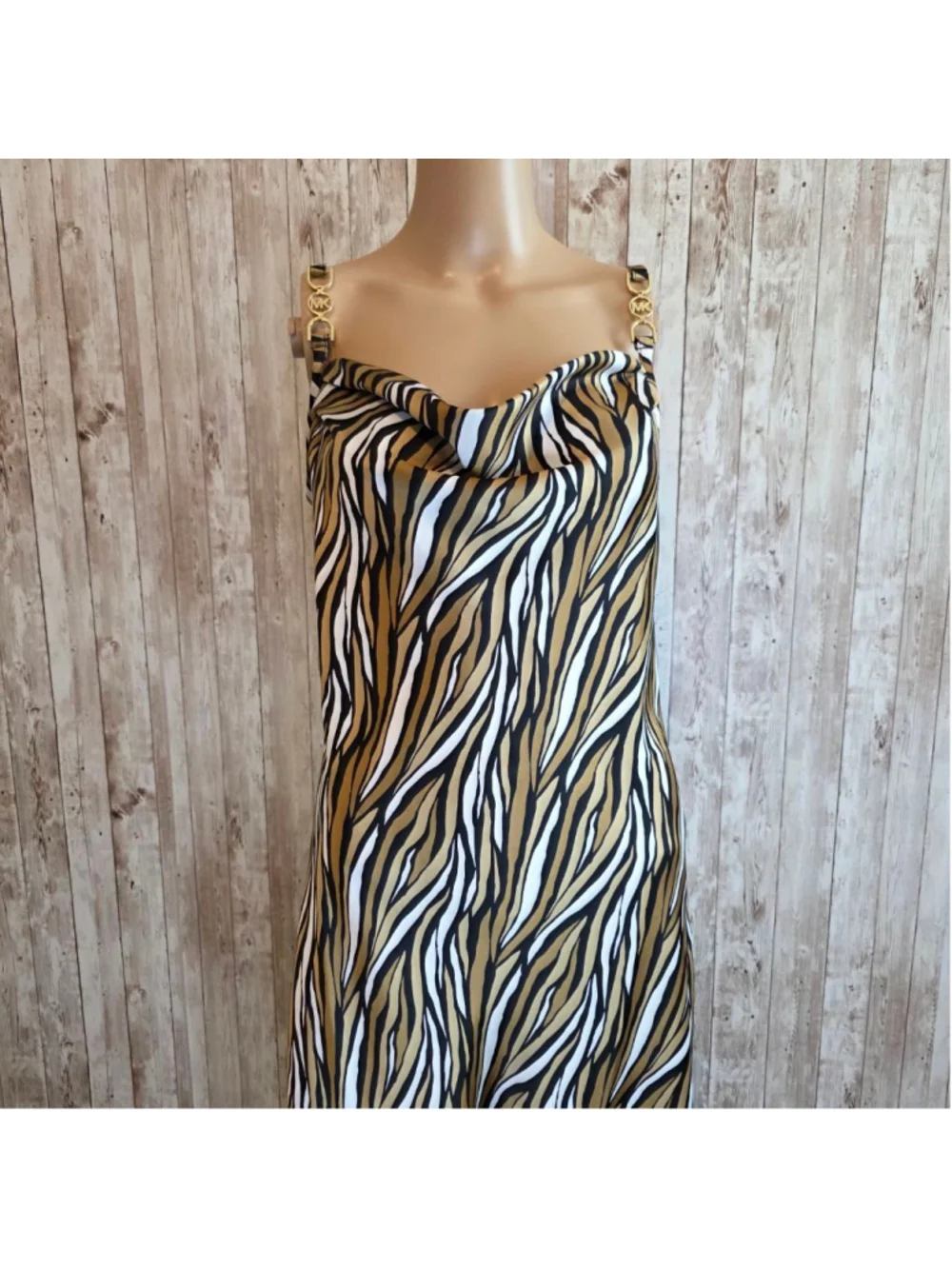 Women's Michael Kors S Zebra Print Cowl Neck Midi Dress NWOT